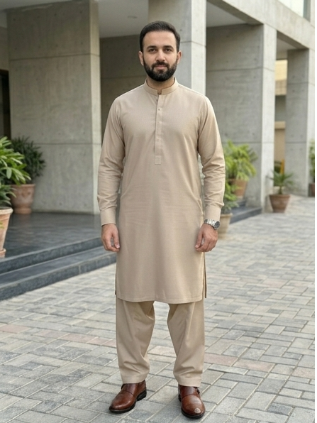 Beige 1 Zain Jee Premium Luxury Cotton – Unstitched Men's Suit