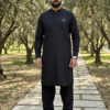 Black 1 Zain Jee Premium Luxury Cotton – Unstitched Men's Suit