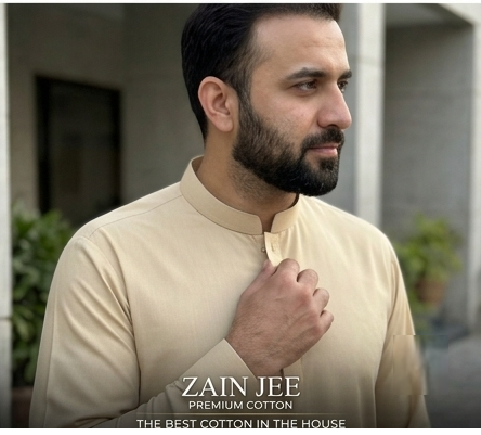 Champagne 2 Zain Jee Sumatra Premium Unstitched Cotton Fabric Men’s Suit