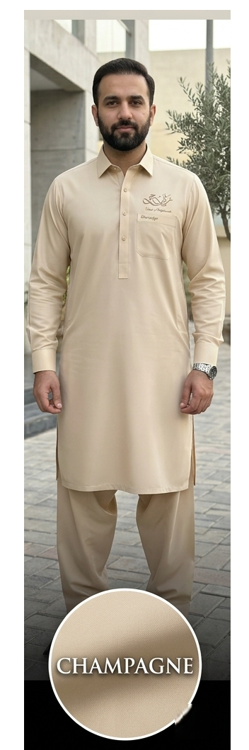Champagne Zain Jee Sumatra Premium Unstitched Cotton Fabric Men’s Suit