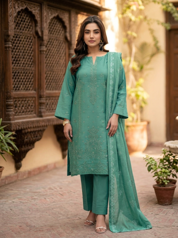 Dress 1 Riwaj Collection Bajra Karandi Embroidered 3-Piece Unstitched Suit – Vol 414