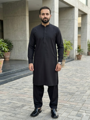 Premium Black 1 Zain Jee Premium Luxury Cotton – Unstitched Men's Suit