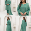 Teal Green Riwaj Collection Bajra Karandi Embroidered 3-Piece Unstitched Suit – Vol 414